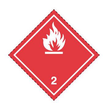 Etiqueta de Peligro Clase 2 - Gases Inflamables (División 2.1). Por unidad.