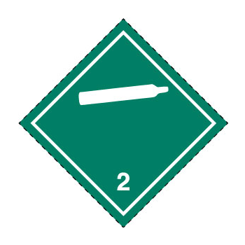 Etiqueta de Peligro Clase 2 -  Gases no inflamables, no tóxicos (División 2.2). Por unidad.