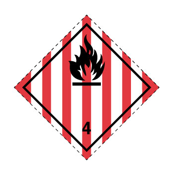 Etiqueta de Peligro Clase 4 (División 4.1) Sólidos Inflamables. Por unidad.