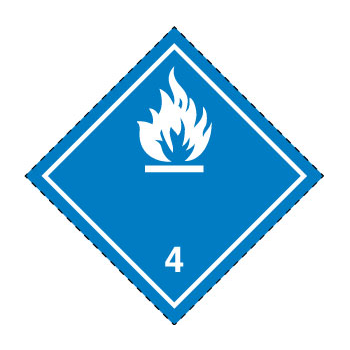 Etiqueta de Peligro Clase 4 (División 4.3) Sustancias que, en contacto con el agua, emiten gases inflamables. Por unidad.