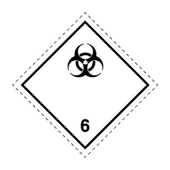 Etiqueta de Peligro Clase 6 (División 6.2) Sustancias Infecciosas. Por unidad.